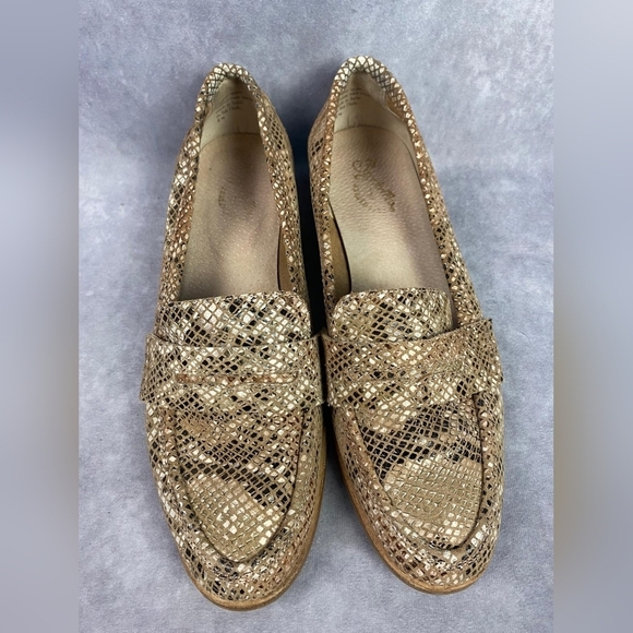 Anthropologie Seychelles Weekenders Tan Tiger Eye Reptile Leather Loafers Sz 8.5 - Picture 11 of 12